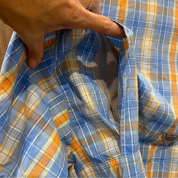 Columbia PFG Button Up Fishing Shirt Mens Large Plaid Vented Roll Tab Sleeves - Picture 9 of 12